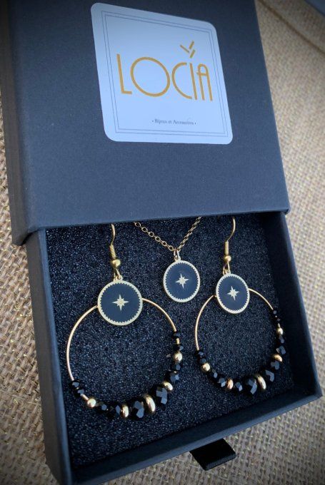 Coffret parure Boucles et Collier 