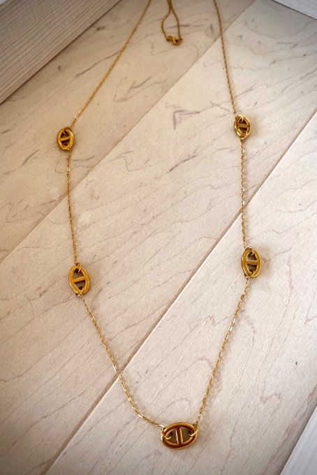 Sautoir maille marine 